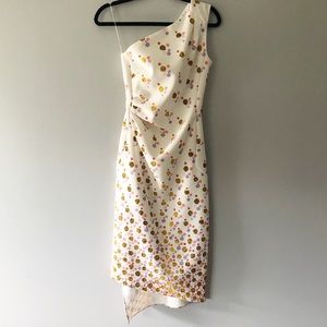 NWT Peter Pilotto‎ Cady One Shoulder Asymmetrical Abstract Dot Dress Size 6